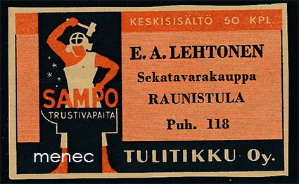 Seppä-etiketti, E. A. Lehtonen, Raunistula, Turku 