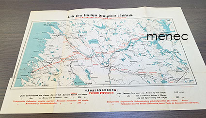 Karta Satakunnas [sic] ehdotetuista rautatielinjoista 