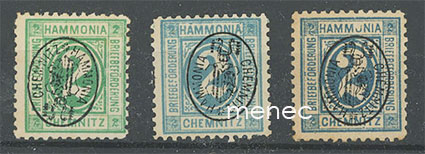 Chemnitz, paikallisposti, 3 kpl ylipainamin 