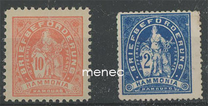 Briefbeförderung Hammonia, Hampuri 1890, 2 kpl 