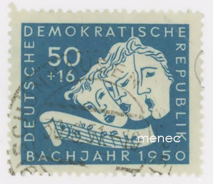 Saksa, DDR, 200 vuotta Bachin kuolemasta 1950, 50+16 Pf 