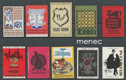 Tulitikkuetikettejä, ravintoloita, 10 kpl 