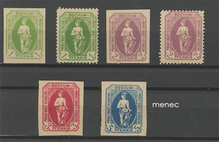 Saksa, paikallisposti, Bochum, Privat-Brief-Verkehr. 6 kpl 