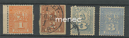Saksa, paikallisposti, Berliini, Packetfgahrt-Aktien-Gesellschaft, 4 kpl 