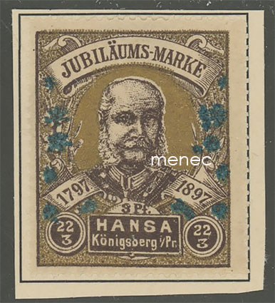 Saksa, paikallisposti, Königsberg, Wilhelm I:n 100-vuotisjuhlamerkki 