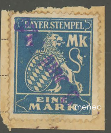 Saksa, paikallisposti, Bayerstempel, 1 Mk 