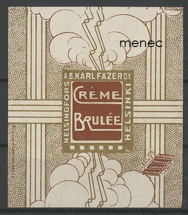 Crème Brulée, makeisetiketti 