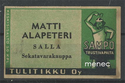 Seppä-etiketti, vihreä, Matti Alapeteri, Salla 