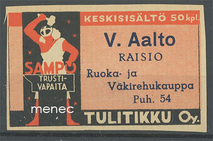 Seppä-etiketti, V. Aalto, Raisio 