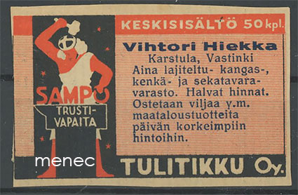 Seppä-etiketti, Vihtori Hiekka, Karstula, Vastinki 