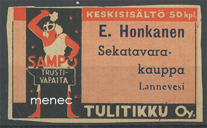 Seppä-etiketti, E. Honkanen, Lannevesi, Saarijärvi 