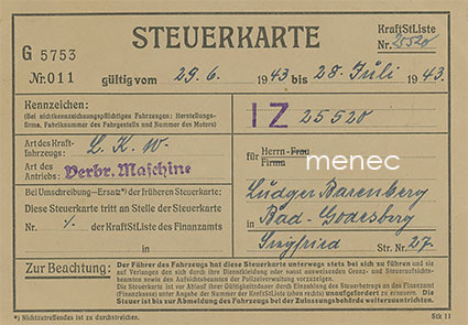 Saksa, autoverokortti 1943 