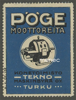 Pöge moottoreita, Konetoimisto Tekno, Turku, mainosmerkki 