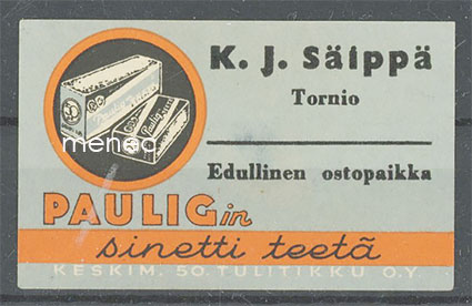 Kauppiasetiketti, K. J. Säippä, Tornio 