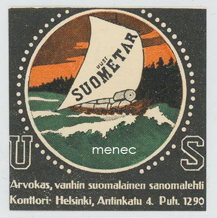 Uusi Suometar. Arvokas, vanhin suomalainen sanomalehti, mainosmerkki 
