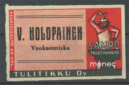 Seppä-etiketti, V. Holopainen, Vuoksenniska, Imatra 
