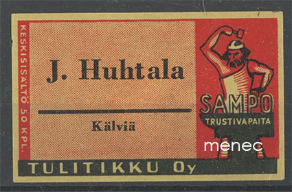 Seppä-etiketti, J. Huhtala, Kälviä 