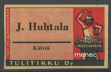 Seppä-etiketti, J. Huhtala, Kälviä 