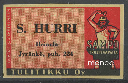 Seppä-etiketti, S. Hurri, Heinola 