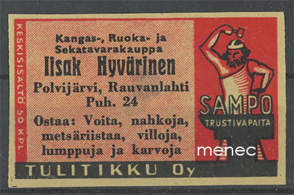 Seppä-etiketti, Iisak Hyvärinen, Polvijärvi, Rauvanlahti 