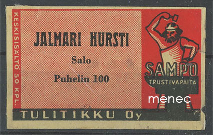 Seppä-etiketti, Jalmari Hursti, Salo 
