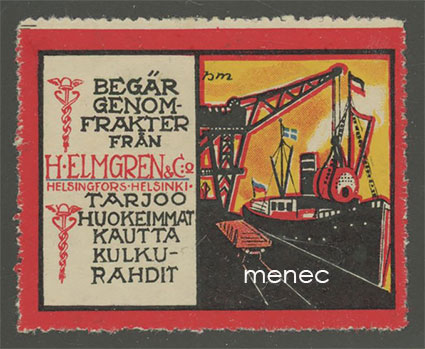 Helmgren & Co, Helsinki, tarjoo huokeimmat kauttakulkurahdit, mainosmerkki 