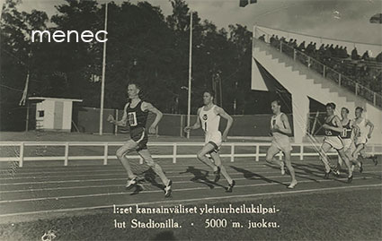 Helsinki, 1:set kansainväliset yleisurheilukilpailut Stadionilla. 5000 m. juoksu 