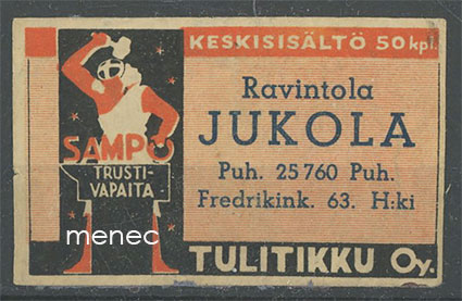 Seppä-etiketti, Ravintola Jukola, Helsinki 