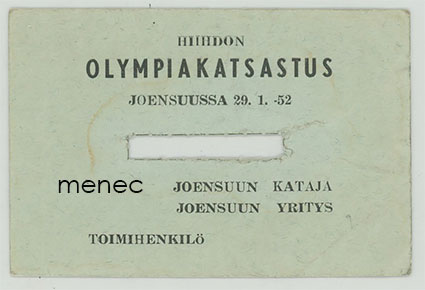 Hiihdon olympiakatsastus Joensuussa 29.1.-52, toimihenkilömerkki 