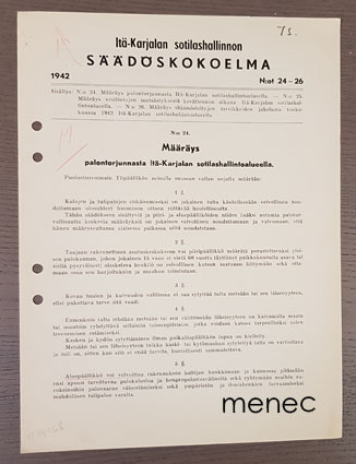 Itä-Karjalan sotilashallinnon säädöskokoelma  1942,24
