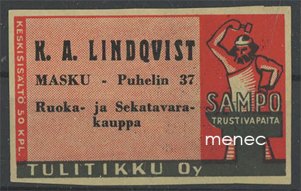 Seppä-etiketti, K. A. Lindqvist, Masku 