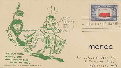 USA, Mussolini-propagandakuori 1943, FDC 