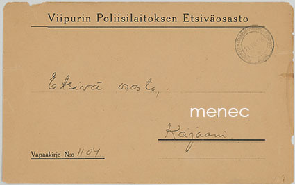 Viipurin Poliisilaitoksen Etsiväosasto, vapaakirje 