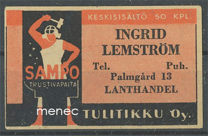 Seppä-etiketti, Ingrid Lemström, Palmgård (Siuntio) 