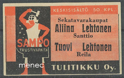 Seppä-etiketti, Aliina Lehtonen, Santtio / Tuovi Lehtonen, Reila 