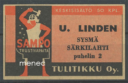 Seppä-etiketti, U. Linden, Sysmä, Särkilahti 