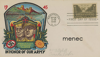 USA-propagandakuori 1945, Eisenhower ja MacArthur, FDC 