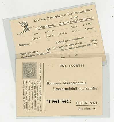 Kenraali Mannerheimin Lastensuojeluliitto, 2 erilaista postikorttia 1920-luvulta 
