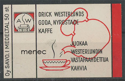 Tulitikkuetiketti, Juokaa Westerlundin vastapaahdettua kahvia 