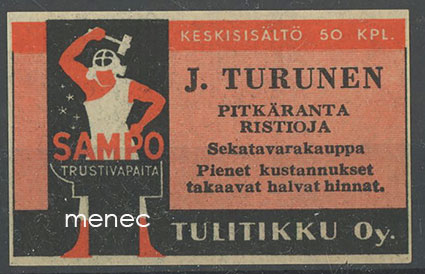 Seppä-etiketti, J. Turunen, Pitkäranta, Ristioja 