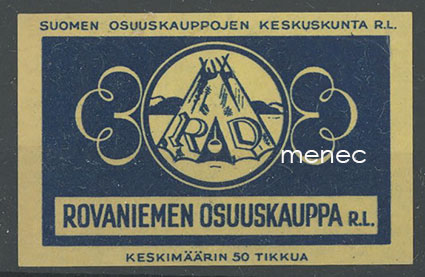 Tulitikkuetiketti, Rovaniemen Osuuskauppa 