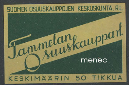 Tulitikkuetiketti, Tammelan Osuuskauppa 
