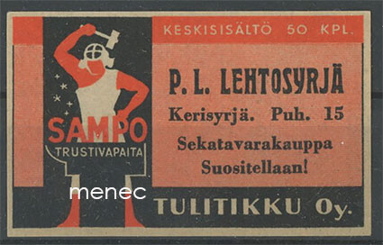 Seppä-tulitikkuetiketti, P. L. Lehtosyrjä, Kerisyrjä, Impilahti 