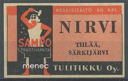 Seppä-tulitikkuetiketti, Nirvi, Särkijärvi, Tiilää (Askola) 