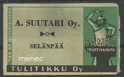 Seppä-etiketti, vihreä, A. Suutari, Selänpää, Kouvola 
