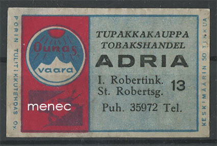 Kauppiasetiketti, Tupakkakauppa Adria, Helsinki 