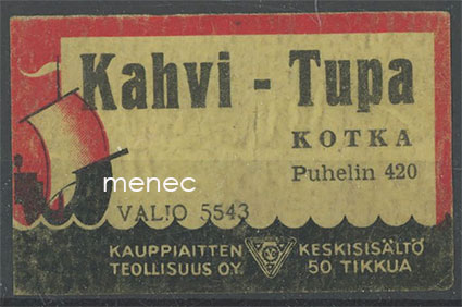Kauppiasetiketti, Kahvi-Tupa, Kotka 