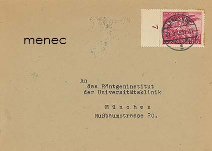 Saksa, kirje Münchenin röntgeninstituuttiin 21.3.1945 Volksturm-merkillä 