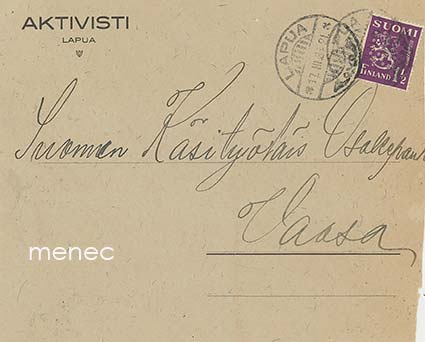 Lapualaisen Aktivisti-lehden kirje Suomen Käsityöläis Osakepankkiin 1931 