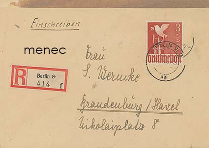 Saksa, liittoutuneiden yhteisvyöhyke 1948, kirjattu lähetys 3 M Berliini 